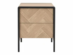 Clearance Vente-unique Mesa de noche con 2 cajones de MDF color natural y negro - TUMACO Negro / Color natural claro
