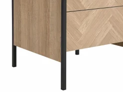 Clearance Vente-unique Mesa de noche con 2 cajones de MDF color natural y negro - TUMACO Negro / Color natural claro