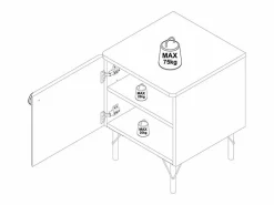 Online Mesa de noche lado derecho con 1 puerta en y dorado - ALOBARA Mesita De Noche