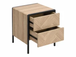 Vente-unique Mesa de noche lote de 2 con 2 cajones de MDF color natural y negro - TUMACO