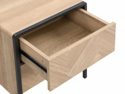 Vente-unique Mesa de noche lote de 2 con 2 cajones de MDF color natural y negro - TUMACO