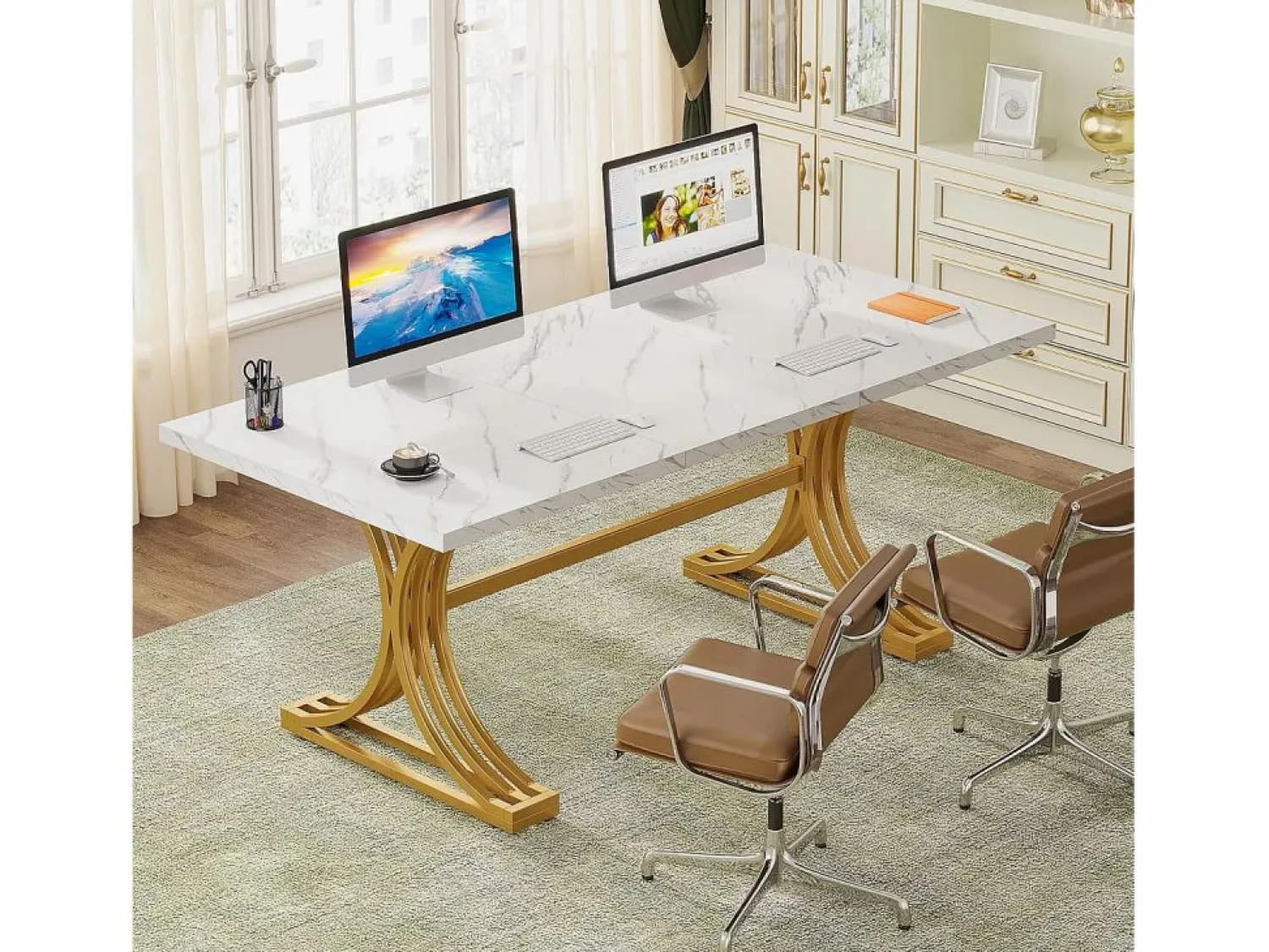 New Mesa de oficina de ordenador, 160 x 80 x 75 cm Mesa de oficina moderna, mesa de trabajo de PC, mesa de comedor Mesa De Ordenador