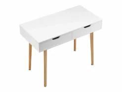 Outlet Mesa de Oficina Pequeña SucceBuy Escritorio Pequeño para Ordenador con Cajones para Dormitorio, y Madera Blanco