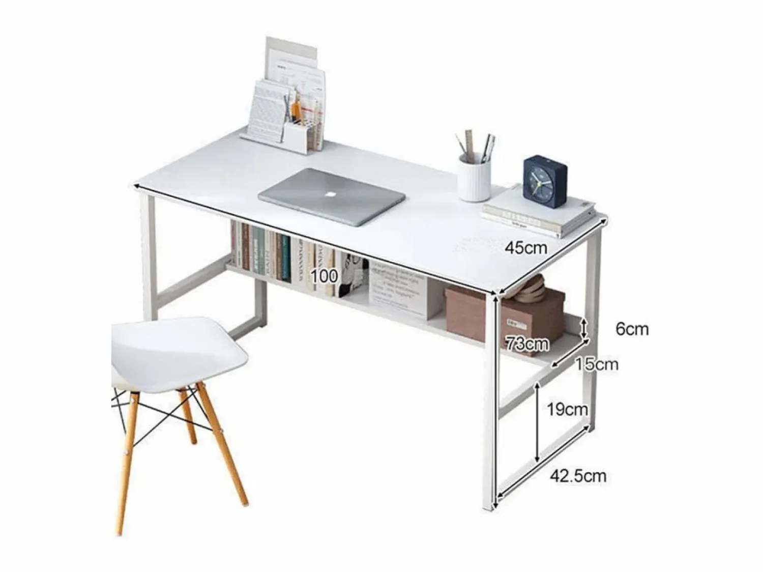Mesa de ordenador blanca para jovenes con estante moderna 100 cm