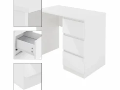 Clearance Mesa de ordenador con 3 cajones mesa de trabajo blanca Mesa De Ordenador