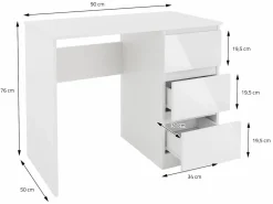 Clearance Mesa de ordenador con 3 cajones mesa de trabajo blanca Mesa De Ordenador