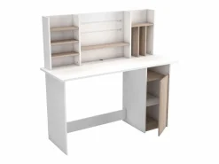 New Mesa de Ordenador Escritorio con altillo 135cm. y Roble Blanco