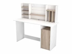 New Mesa de Ordenador Escritorio con altillo 135cm. y Roble Blanco