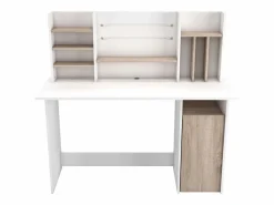New Mesa de Ordenador Escritorio con altillo 135cm. y Roble Blanco