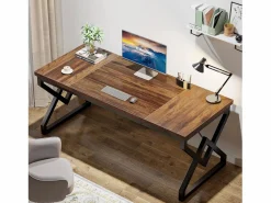 New Tribesigns Mesa de ordenador grande de 160 x 70 x 75 cm, puesto de trabajo, escritorio de dirección para el despacho doméstico Marru00f3n
