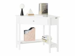 Best Sobuy Mesa de Ordenador, Mesa de Escritorio con un Cajón, Triangular,,FWT31-W ES Blanco