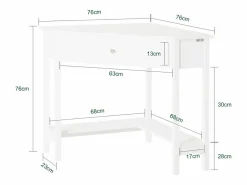 Best Sobuy Mesa de Ordenador, Mesa de Escritorio con un Cajón, Triangular,,FWT31-W ES Blanco