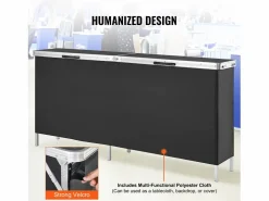 Hot Mesa de Pódium SucceBuy para Salón Profesional, 197,5 x 38,5 cm, Mostrador de Exposición Plegable con Soporte de Almacenamiento y Bolsa de Transporte Negro