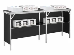 Hot Mesa de Pódium SucceBuy para Salón Profesional, 197,5 x 38,5 cm, Mostrador de Exposición Plegable con Soporte de Almacenamiento y Bolsa de Transporte Negro