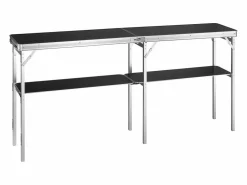 Hot Mesa de Pódium SucceBuy para Salón Profesional, 197,5 x 38,5 cm, Mostrador de Exposición Plegable con Soporte de Almacenamiento y Bolsa de Transporte Negro