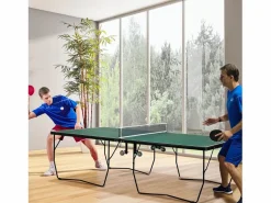 Mesa de ping pong plegable para interior y exterior, MDF, , con ruedas y accesorios (274 x 152,5 x 76 cm) Verde