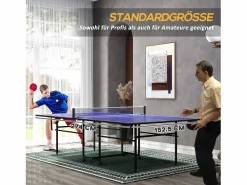 Mesa de ping pong plegable con ruedas, MDF y acero, , incluye 2 palas y 3 pelotas (274 x 152,5 x 75,5 cm)