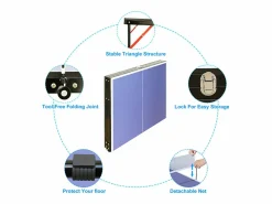 Mesa de ping pong plegable portátil, superficie de MDF antideslizante, , con red, 2 palas y 3 pelotas (137,2 x 76,2 x 66 cm)