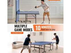 Mesa de Ping Pong SucceBuy, Mesa de Tenis de Mesa Plegable con Red de Sujeción, Uso en Interiores
