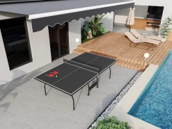 Hot Mesa de ping-pong plegable con ruedas para interior gris, L274 x P152.5 x Alt. 76 cm, GARRY Ping Pong