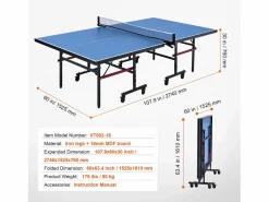Online Mesa de Ping-Pong SucceBuy, Tenis de Mesa Profesional, MDF de Interior, Plegable con Red de Ajuste Rápido, Ruedas Bloqueables Ping Pong