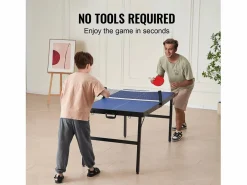 Discount Mesa de Ping-Pong SucceBuy, Mesa de Ping-Pong Plegable, Tamaño Medio, MDF, Uso Interior Azul