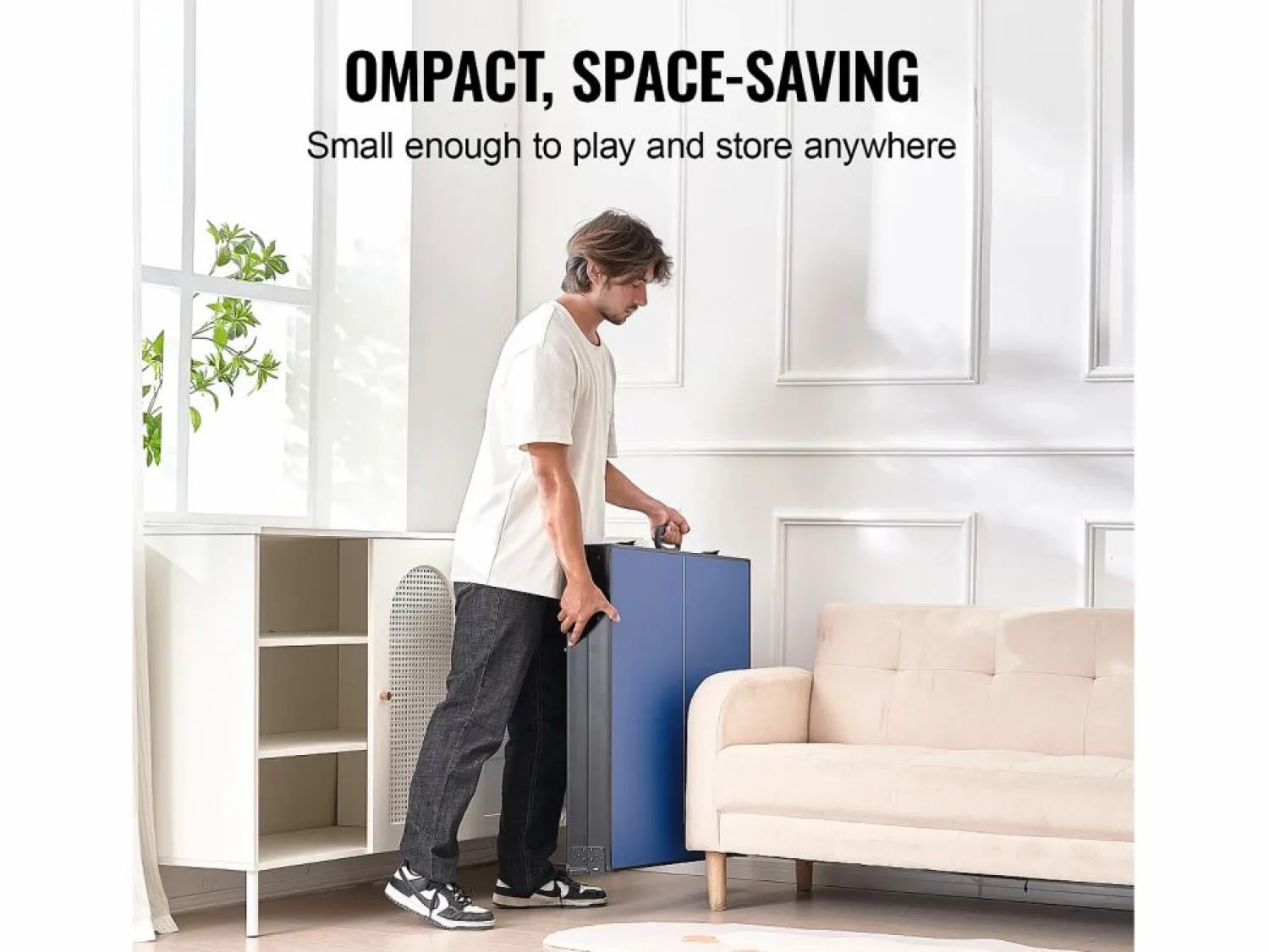 Discount Mesa de Ping-Pong SucceBuy, Mesa de Ping-Pong Plegable, Tamaño Medio, MDF, Uso Interior Azul