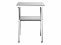 Outlet Mesa de Trabajo de Acero Inoxidable SucceBuy, 61 x 61 x 85 cm, Mesa de Preparación de Alimentos Comercial con Ruedas Plateado