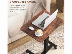 Online Mesa de trabajo regulable en altura, con 4 ruedas, 2 frenos, aglomerado, marrón rústico (65x48x108 cm) Mesa Gaming