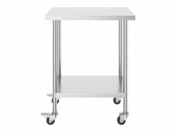Clearance Mesa de Trabajo SucceBuy Mesa de Trabajo de Acero Inoxidable de 60.96 x 76.2 cm con 4 Ruedas Mueble Camarera