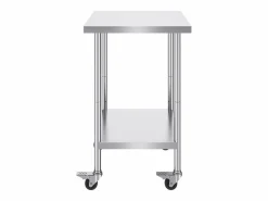 Clearance Mesa de Trabajo SucceBuy Mesa de Trabajo de Acero Inoxidable de 60.96 x 76.2 cm con 4 Ruedas Mueble Camarera