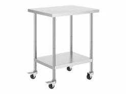 Clearance Mesa de Trabajo SucceBuy Mesa de Trabajo de Acero Inoxidable de 60.96 x 76.2 cm con 4 Ruedas Mueble Camarera