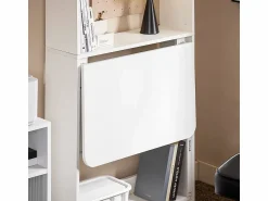 Sale Sobuy Mesa Escritorio de Trabajo, Plegable para Computadora con Estantes de Almacenamiento 64 x 58 x 145cm FWT92-H-W ES Blanco