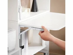 Sale Sobuy Mesa Escritorio de Trabajo, Plegable para Computadora con Estantes de Almacenamiento 64 x 58 x 145cm FWT92-H-W ES Blanco