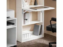 Sale Sobuy Mesa Escritorio de Trabajo, Plegable para Computadora con Estantes de Almacenamiento 64 x 58 x 145cm FWT92-H-W ES Blanco
