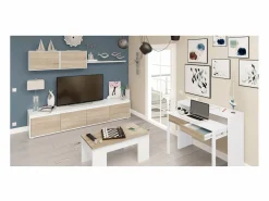Loungitude Mesa escritorio extensible con 2 cajones - L100 cm - Consola