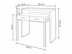 Loungitude Mesa escritorio extensible con 2 cajones - L100 cm - Consola