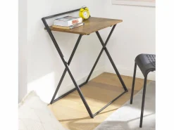 Sobuy Mesa Escritorio Plegable Mesa Ordenador, Compacto sin ensamblaje Escritorio para Computadora Mesa de Estudio Diseño Industrial FWT88-F ES