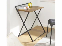 Sobuy Mesa Escritorio Plegable Mesa Ordenador, Compacto sin ensamblaje Escritorio para Computadora Mesa de Estudio Diseño Industrial FWT88-F ES