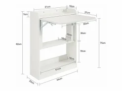 Best Sobuy Mesa Escritorio Plegable Mesa Plegable para Computadora con Estantes de Almacenamiento Mesa de Trabajo 64x58x82cm FWT92-W ES Blanco