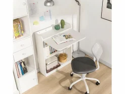 Best Sobuy Mesa Escritorio Plegable Mesa Plegable para Computadora con Estantes de Almacenamiento Mesa de Trabajo 64x58x82cm FWT92-W ES Blanco