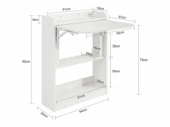 Best Sobuy Mesa Escritorio Plegable Mesa Plegable para Computadora con Estantes de Almacenamiento Mesa de Trabajo 64x58x82cm FWT92-W ES Blanco
