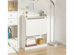 Best Sobuy Mesa Escritorio Plegable Mesa Plegable para Computadora con Estantes de Almacenamiento Mesa de Trabajo 64x58x82cm FWT92-W ES Blanco