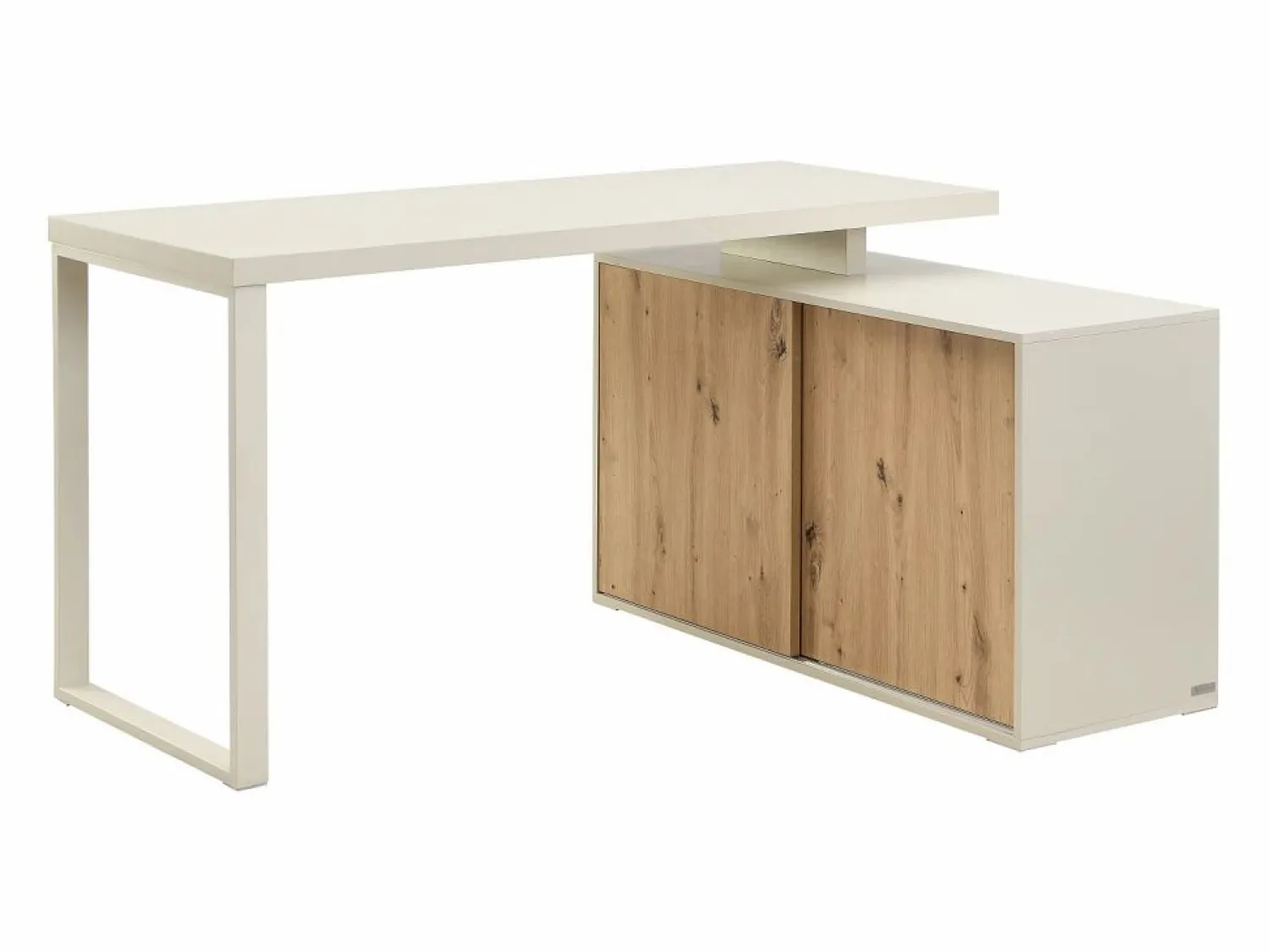 Vente-unique Mesa esquinera con almacenamiento en MDF beige y natural - LONAMI
