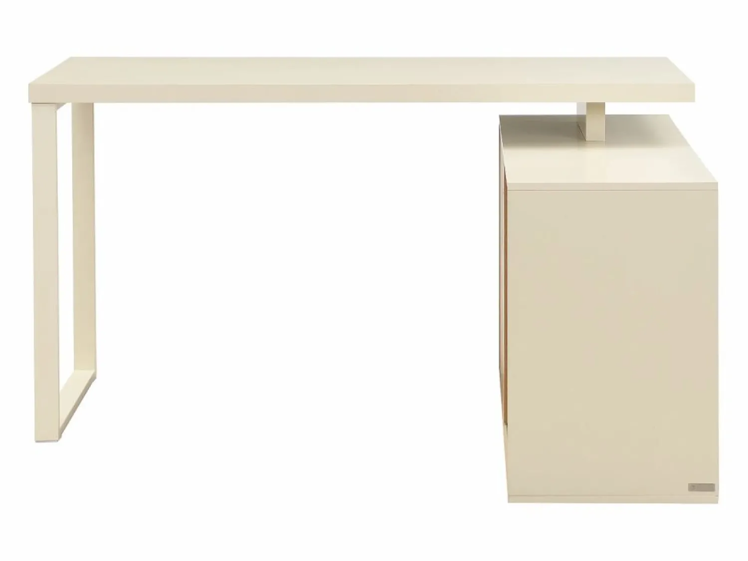 Vente-unique Mesa esquinera con almacenamiento en MDF beige y natural - LONAMI
