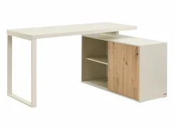 Vente-unique Mesa esquinera con almacenamiento en MDF beige y natural - LONAMI