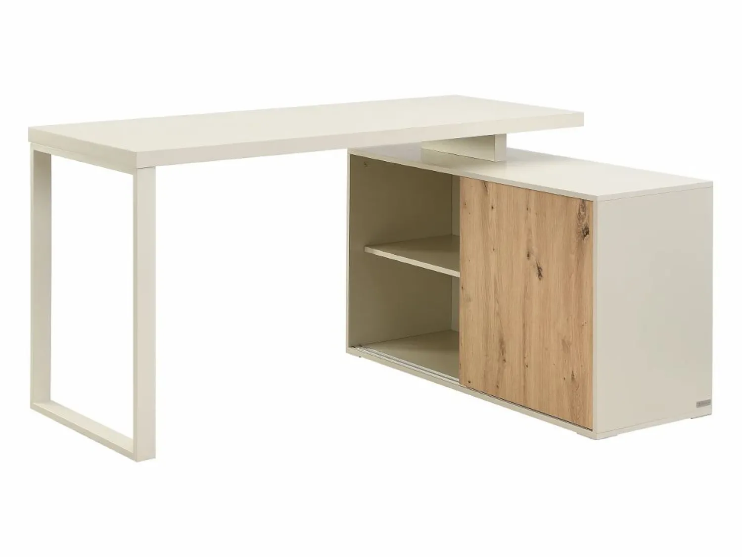 Vente-unique Mesa esquinera con almacenamiento en MDF beige y natural - LONAMI