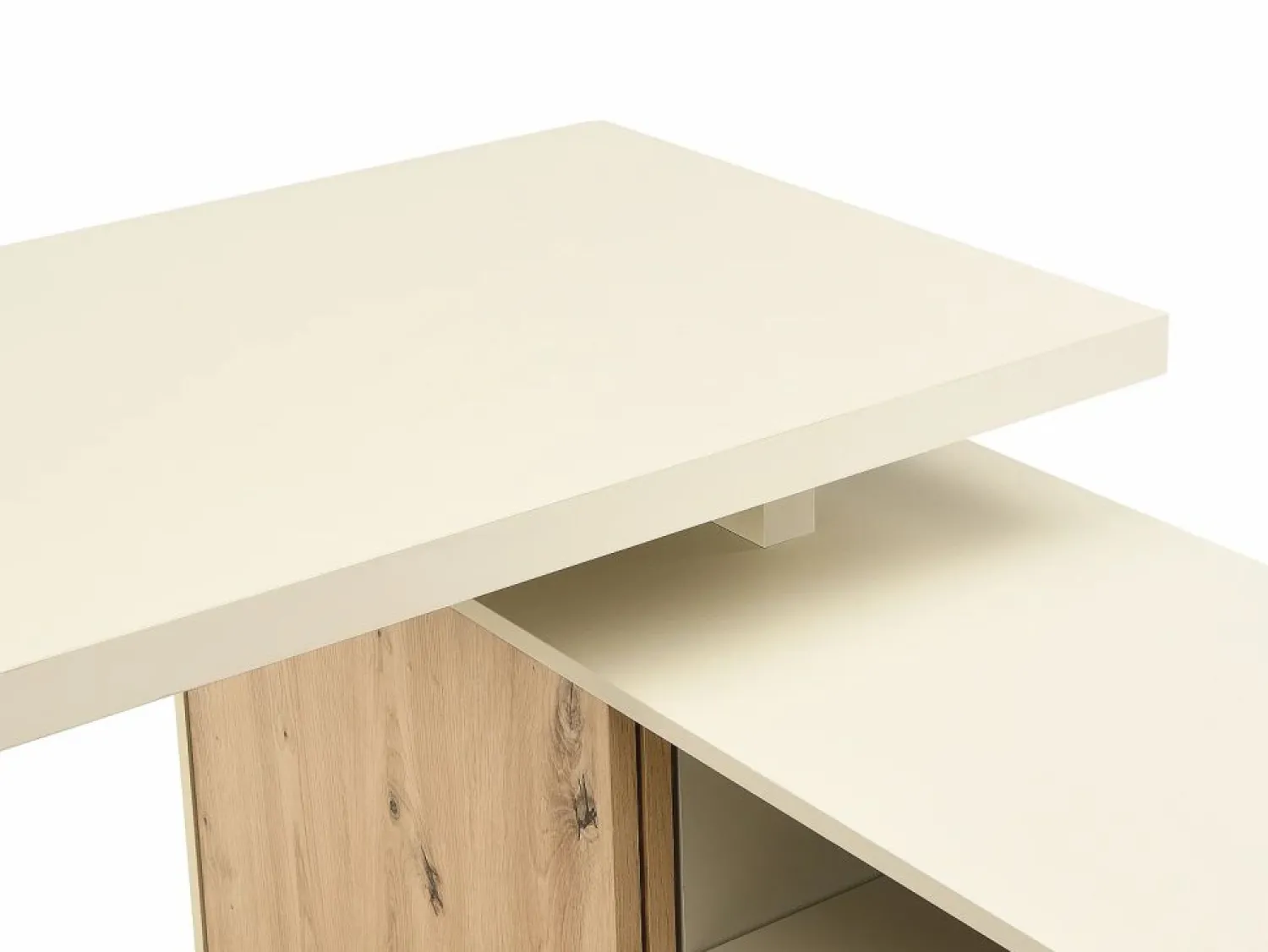 Vente-unique Mesa esquinera con almacenamiento en MDF beige y natural - LONAMI