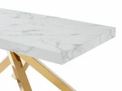 Best Vente-unique Mesa extensible 6 a 10 cubiertos de MDF y metal - Efecto mármol y dorado - CATONAV Blanco