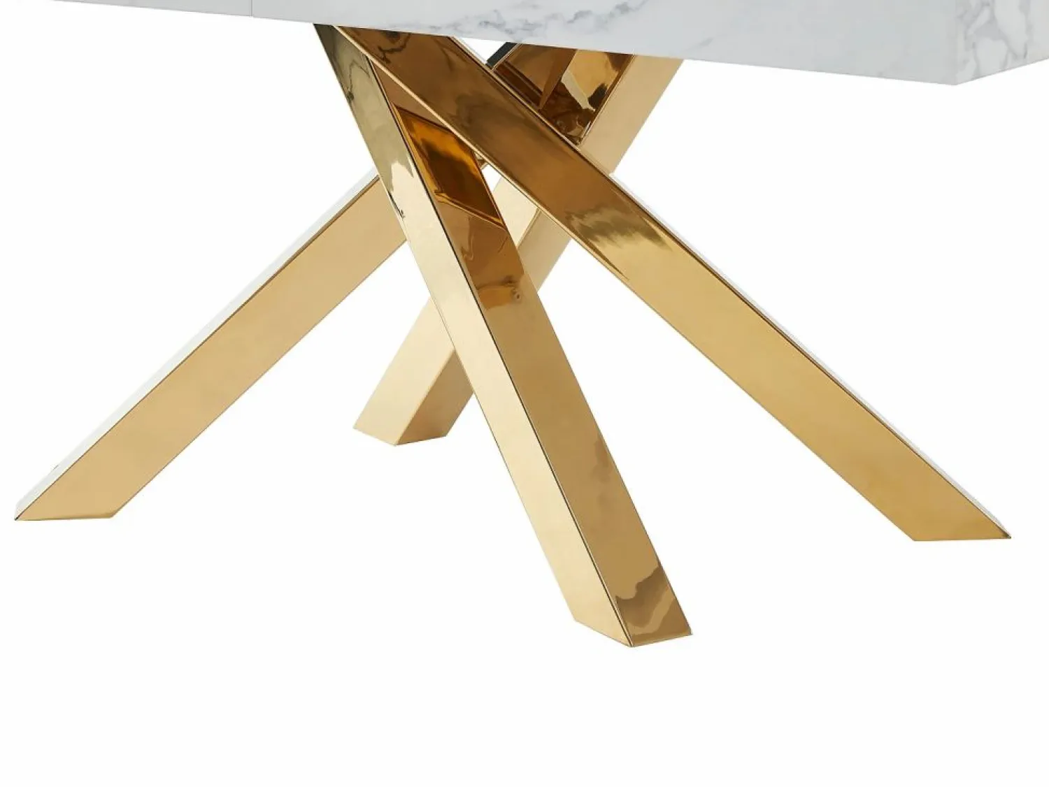 Best Vente-unique Mesa extensible 6 a 10 cubiertos de MDF y metal - Efecto mármol y dorado - CATONAV Blanco